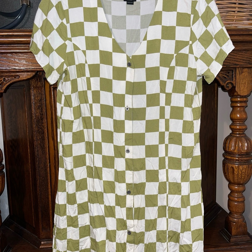 Vans Olive Green and ivory Checkerboard shirt Dress